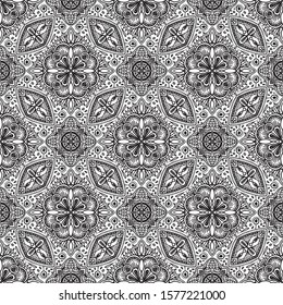 floral line art pattern 
black and white square diagonal and symmetrical seamless and repeated pattern 