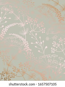 Floral line art seamless pattern with leaves shapes