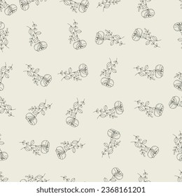 Floral line art seamless pattern. Suitable for backgrounds, wallpapers, fabrics, textiles, wrapping papers, printed materials, and many more.