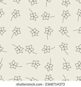 Floral line art seamless pattern. Suitable for backgrounds, wallpapers, fabrics, textiles, wrapping papers, printed materials, and many more.