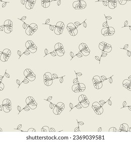 Floral line art seamless pattern. Suitable for backgrounds, wallpapers, fabrics, textiles, wrapping papers, printed materials, and many more.