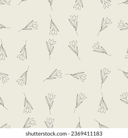 Floral line art seamless pattern. Suitable for backgrounds, wallpapers, fabrics, textiles, wrapping papers, printed materials, and many more.