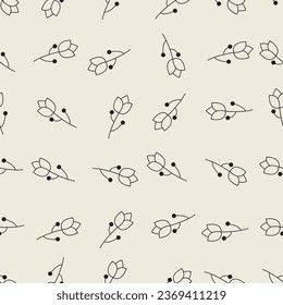 Floral line art seamless pattern. Suitable for backgrounds, wallpapers, fabrics, textiles, wrapping papers, printed materials, and many more.