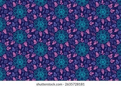 floral line art seamless pattern with cotton flowers and leaves for fashion print wallpaper and kitchen wear


