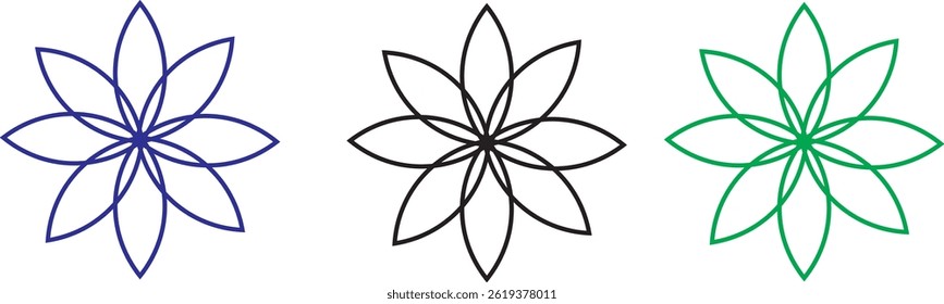 Floral Line Art Set for Pattern Making and Crafts