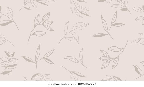 Arte de línea floral. Patrón de fondo sin fisuras vectorial. Foliage de diseño a mano para arte deco, papel pintado, impresión, tela y sitio web.