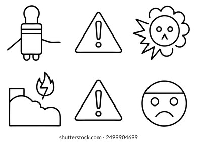 Floral line art warning illustration integrating artistic cautionary symbols