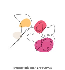 Floral line arts frame cover collection. Minimalistic modern line art  Flower with abstract shape background for print, beauty and fashion. vector illustration.