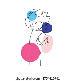 Floral line arts frame cover collection. Minimalistic modern line art  Flower with abstract shape background for print, beauty and fashion. vector illustration.