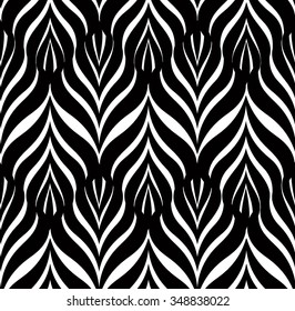 Floral line black seamless pattern. Geometric classical antique ornament. Ornamental stylish background. Abstract stripe tile texture
