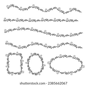 líneas de floral, círculo, ondulación y zag zag elementos de diseño. Diseño ornamentado
Ilustración vectorial floral
sobre fondo blanco. elementos caligráficos y decoración del festival. vector