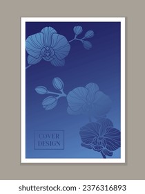 Floral line cover. Aesthetics and elegance, beauty. Luxurious flyer and leaflet. Spring and summer season. Template and layout. Cartoon flat vector illustration isolated on grey background