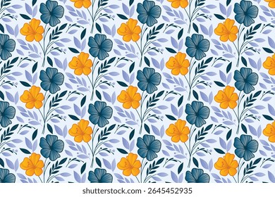 floral line drawing pattern with trendy cotton flowers and seamless repetition made for table top covers and pillow fabric

