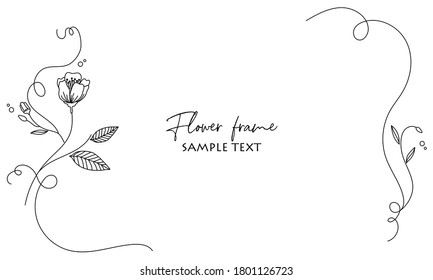 Floral line drawing picture frame vector illustration material