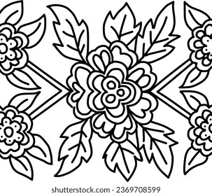 Floral line drawing vector illustration