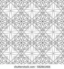Floral line seamless pattern. Geometric classical antique ornament. 
Ornamental stylish background. Abstract stripe tile texture.
