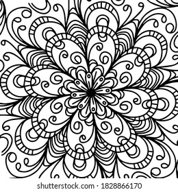 floral linear black and white pattern