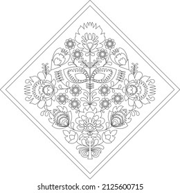 floral linear ornament in square shape