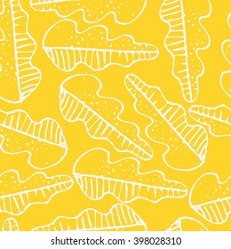 Floral linear seamless decorative pattern. Scribble background with leafs.Contour fabric texture. Hand drawn template for design