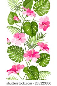 Floral linear tile design. Design for print. Elegant card seamless pattern. Vector illustration.