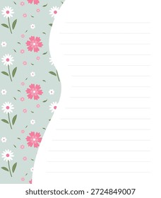 Floral Lined Stationery Note Template with Elegant Wildflower Border