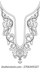Líneas florales, cuello, patrón vintage