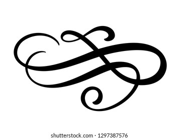 Floral lines filigree design elements. Vector vintage line elegant dividers and separators, swirls and corners decorative ornaments. Flourish curl elements for invitation or menu page illustration
