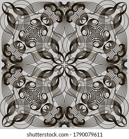 Blumenlinien nahtloses Muster. Ethnische Stilrichtung, Vektorhintergrund. Schöne Linien Blumen, Wirbel, Formen. Wiederholen Sie den gemusterten Hintergrund. Elegante Ornamente. Ornate Design für Stoff, Drucke.