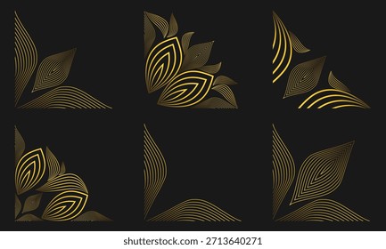 Floral Linework Gold Corner Artwork