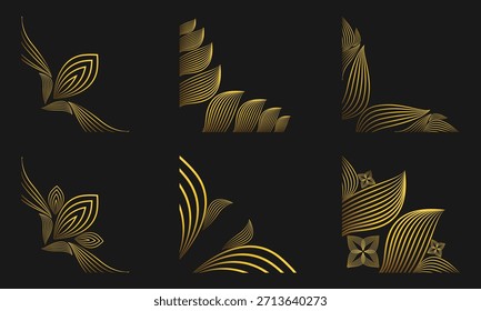Floral Linework Gold Corner Artwork