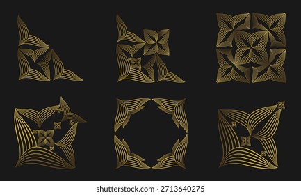 Floral Linework Gold Corner Artwork