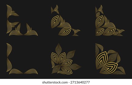 Floral Linework Gold Corner Artwork