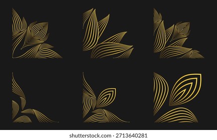 Floral Linework Gold Corner Artwork
