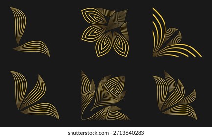 Floral Linework Gold Corner Artwork