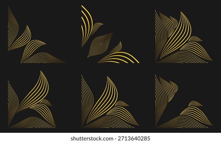 Floral Linework Gold Corner Artwork
