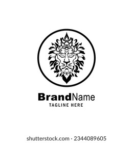 floral lion logo, suitable for botani content creation or plant entusiastic