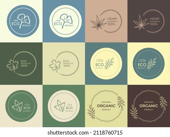 Floral logo collection. Hand drawn plants in a minimalist design. Vector.