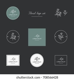 Floral logo collection. Logos, badges, emblems, logotypes design. 