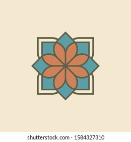 floral logo concept in flat design and retro color look like.