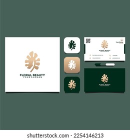 floral logo design with beauty or face