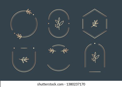 Floral logo design collection on a aegean blue background vector