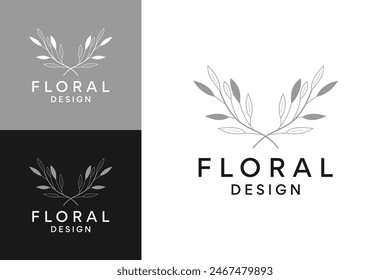 Floral logo design. Decorative flower logo for weeding ornament.