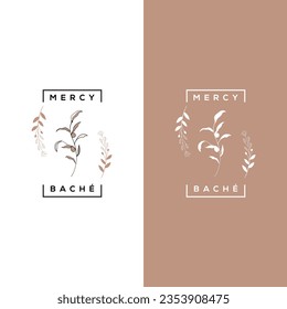 Diseño de logotipo floral con flor 
para chicas productos cosméticos, té de belleza, aceite, hierba, plantilla de vector spa