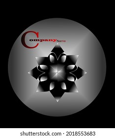 floral logo design on circular black and gray background. used company logos and others.