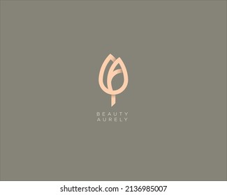floral logo design template, logo with a combination of letters B and A
