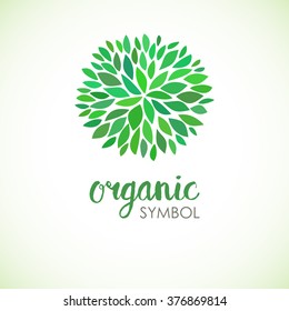 Floral logo design template. Green life and organic ornamental concept. Can be used for organic shop or spa and beauty salon, yoga studio and healthy clinic.