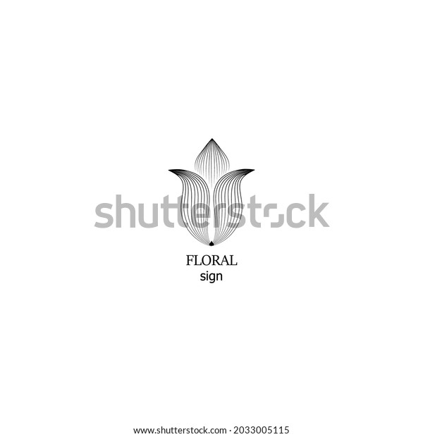 Floral Logo Design Template Outline Style Stock Vector (Royalty Free