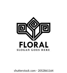 Floral logo design template vector