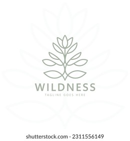 floral logo design template, vector icon illustration