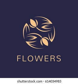 Floral logo.  Flower icon. Floral emblem. Cosmetics, Spa, Beauty salon, Decoration, Boutique logo. Luxury, Business, Royal Jewelry, Hotel Logo. Interior Icon. Resort and Restaurant Logo.